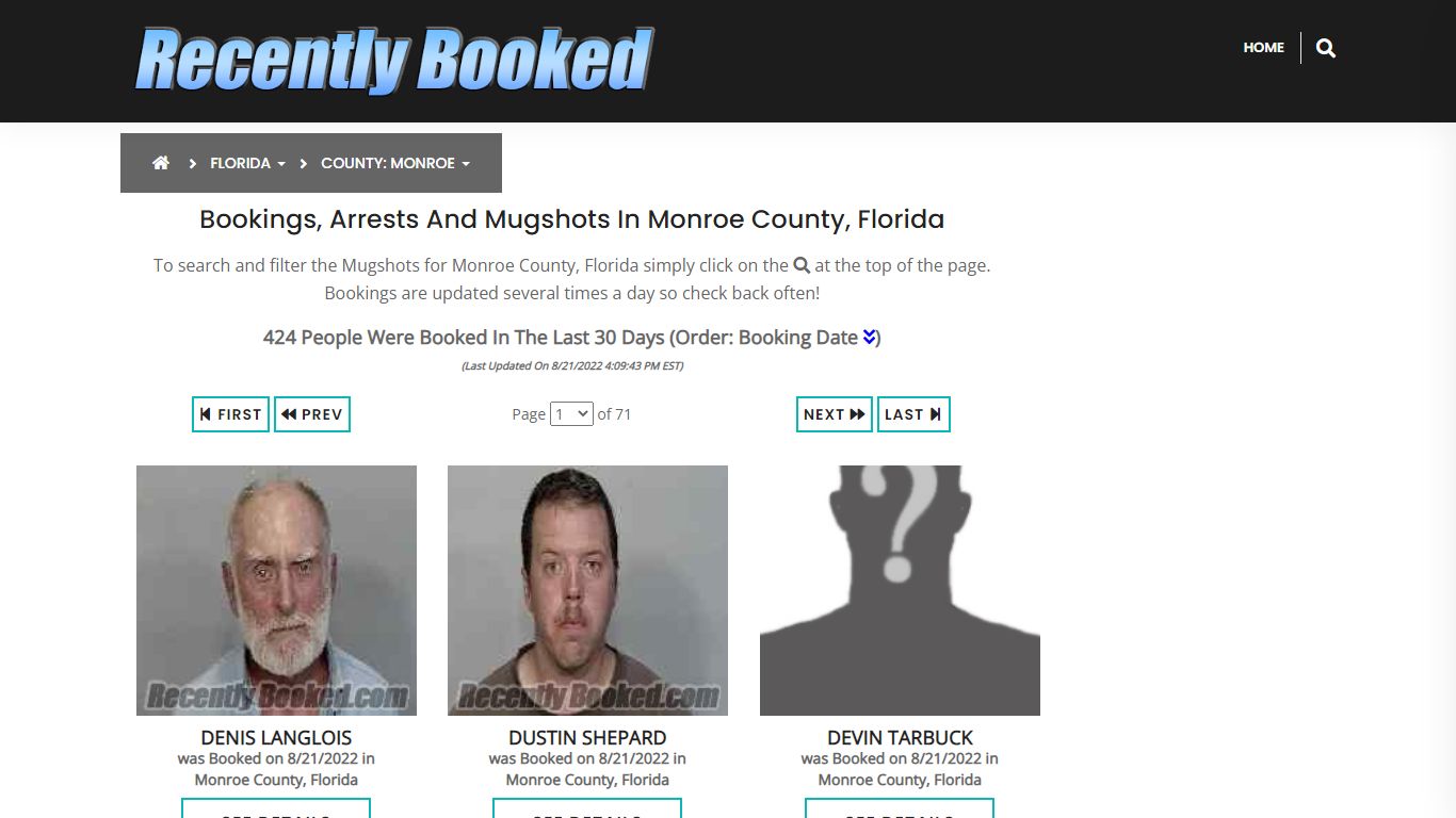 Recent bookings, Arrests, Mugshots in Monroe County, Florida